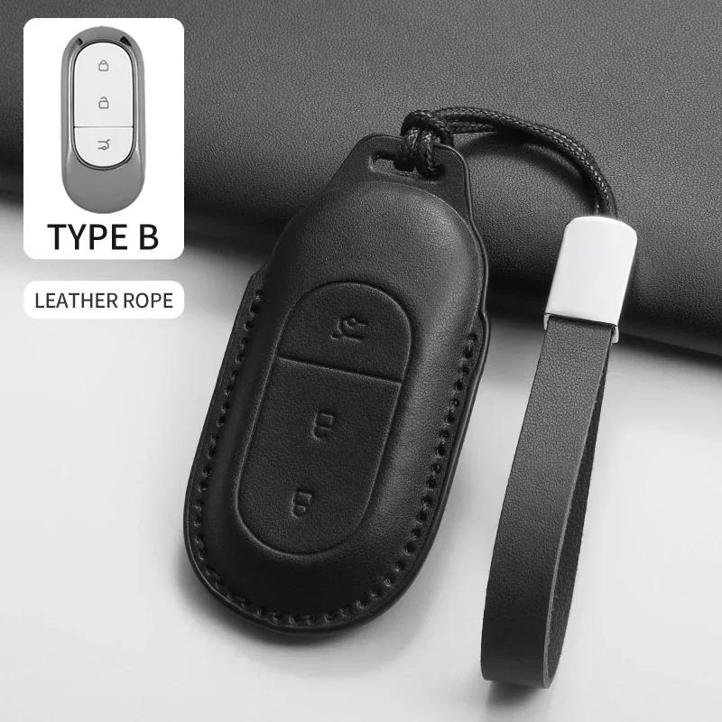 Car Key Case Cover Shell Fob for Leapmotor T03 S01 C11 for 2023-2025 Leapmotor C01 T03 S01 C11 Leap Motor PU Leather Keyring