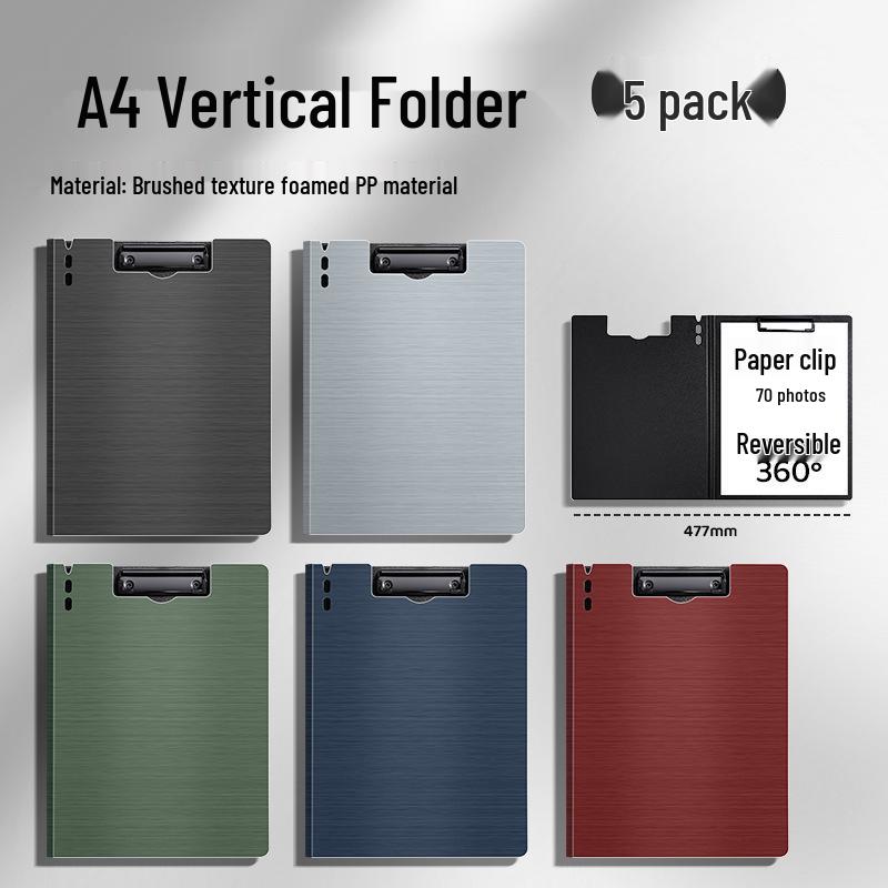 A4 Thickened PP Clipboard Folder - Desk Mat & Writing Board for Students, Horizontal/Vertical Clip