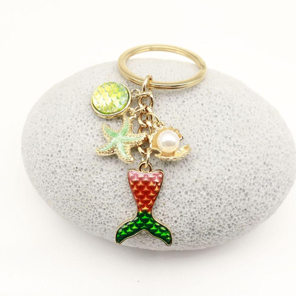 Mermaid Seashell Drip Oil Keychain & Backpack Pendant