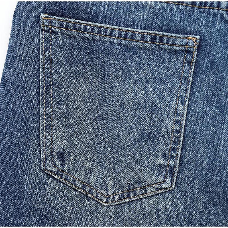 Jeans Women 2025 Fashion Spring New Arrivals All-match Basic Trousers Asymmetric Double Breasted Waist Wide Leg Jeans