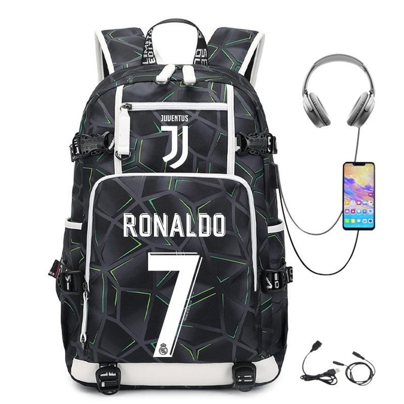 Football Star Cr7 Peripheral Personality Print Youth Backpack Large Capacity Leisure Travel Bag