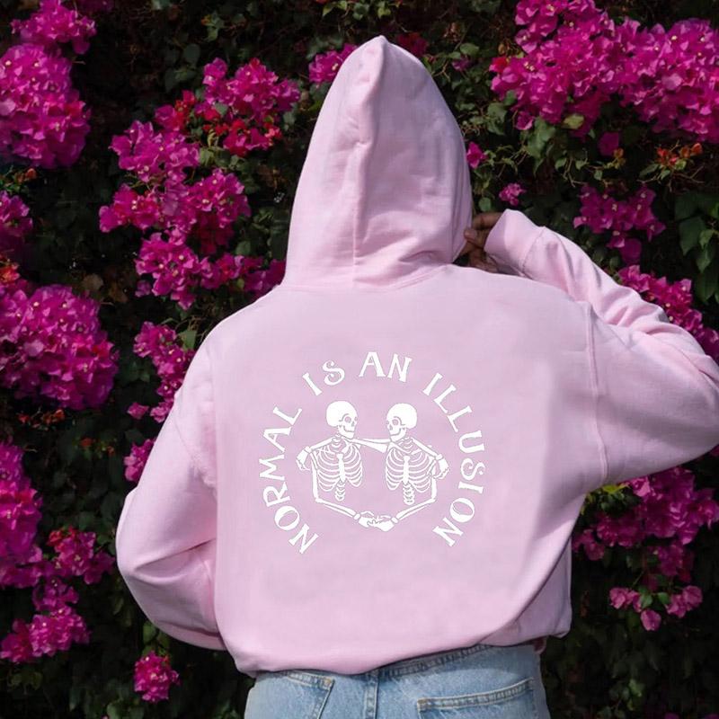 

Нормальная иллюзия, готическая толстовка со скелетом, забавная женская толстовка с капюшоном, пуловеры унисекс, хлопковый топ, джемпер с капюшоном 3XL розовый