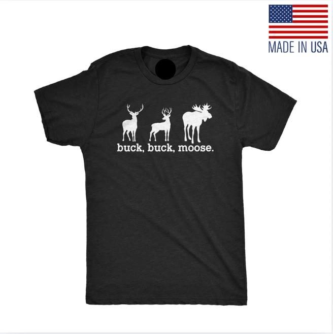 Mens Buck Moose T-Shirt Funny Deer Hunting Elk Hunter Joke Tee for Guys L