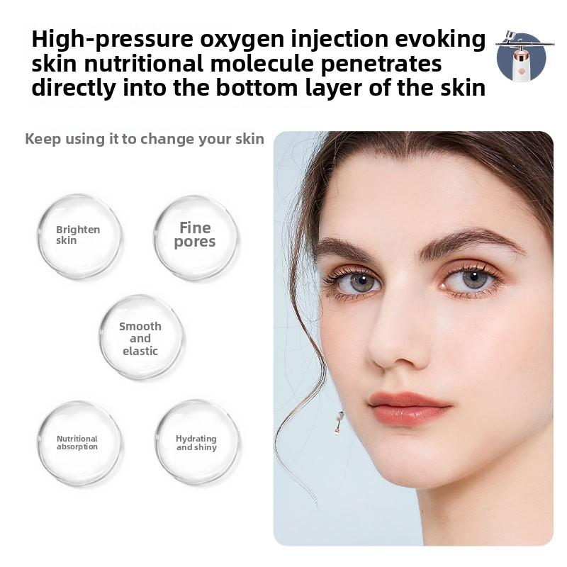 Medidor de Injeção de Oxigênio Doméstico Facial Spray de Alta Pressão Medidor de Injeção de Oxigênio Pistola de Spray Beleza da Pele Branca