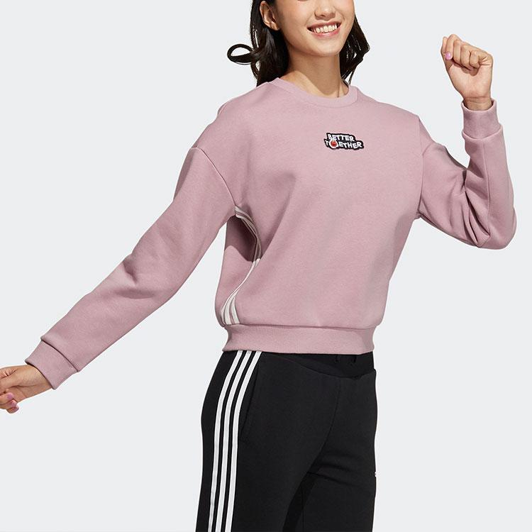Adidas Neo Sesame Street Co-Branded Series Cartoon Print Crew Neck Sweatshirt Women Tops Purple Pink HD7284