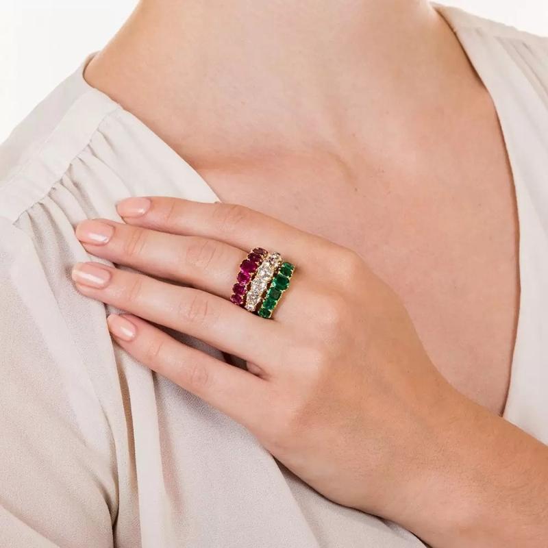 Luxurious Sparkling Color Inlaid Zircon Women's Multi Layer Ring, Suitable for Brides, Wedding Parties, Zircon Gifts