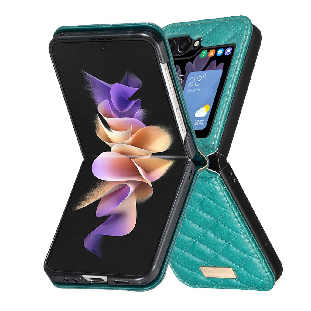 For Samsung Galaxy Z Flip7 5G Case BINFEN COLOR Rhombus PU Leather Folding Phone Cover
