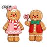 Cute Xmas Home Accents Cartoon Gingerbread Wooden Ornament, Double-sided Printed Desktop Tabletop Figurines, Festive Window Display Decorative