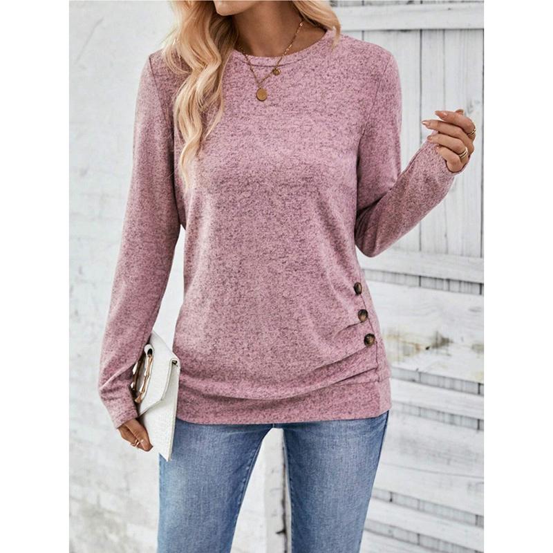 

Solid Color Casual Loose T-shirts For Woman Autumn Vintage Women s Oversized T-shirt Long Sleeve Tees Fashion Female Tops XXL рожевий