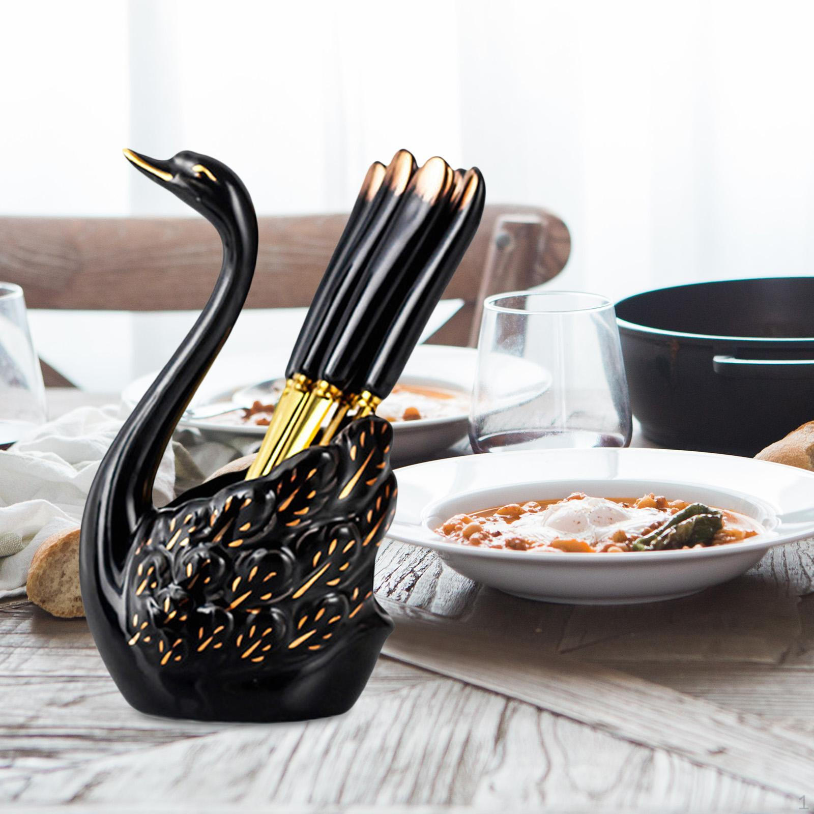 

Держатель для вилок Лебедь , Декоративный органайзер Набор столовых приборов Держатель для вилок для чёрный