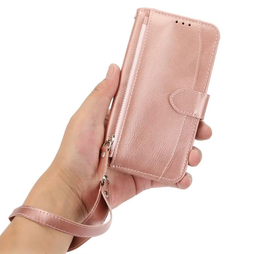 iPhone 15 Pro Leather Zipper Lanyard Case with Protective Function.