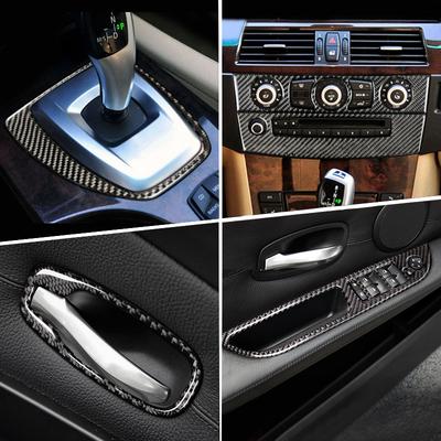 Carbon Fiber For BMW 5 Series E60 Car Inner Gearshift Air Conditioning CD Panel Door Armrest Decorative Cover Trim Car Sticker