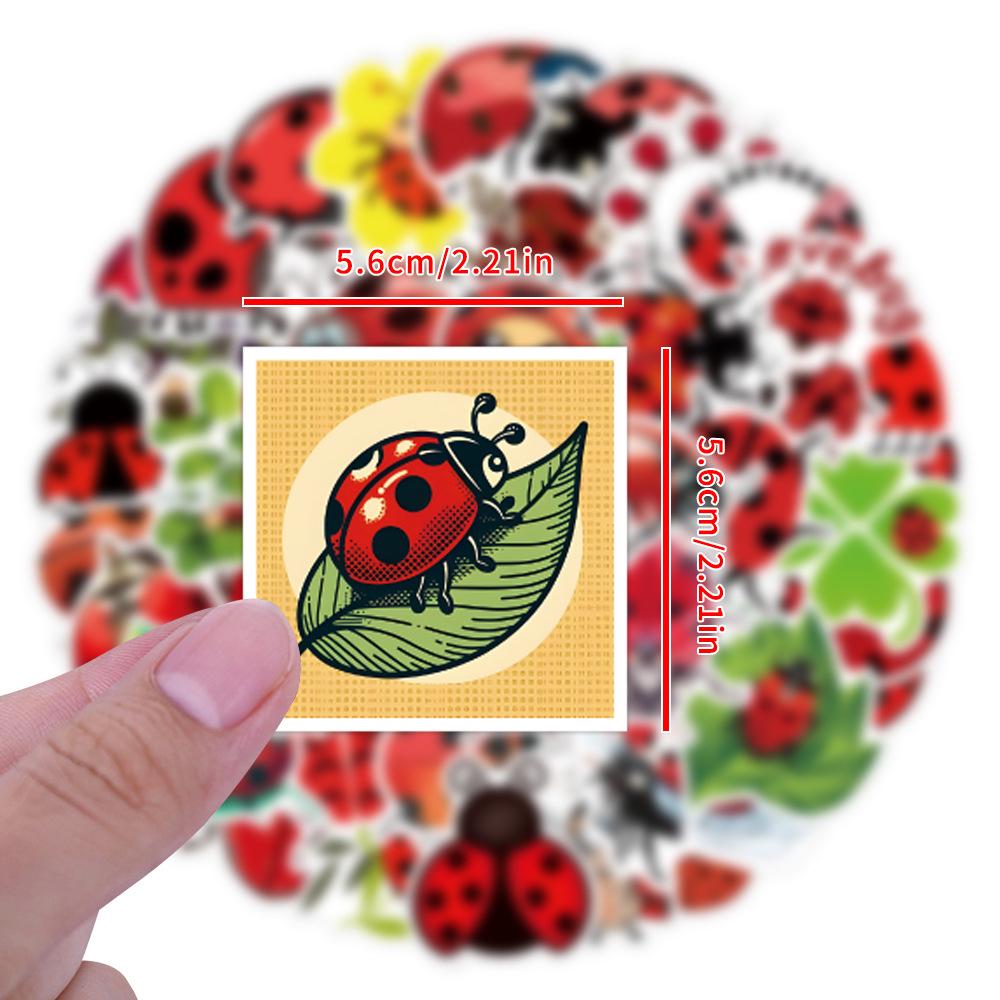 55 Unique Ladybug Graffiti Stickers: Cute Cartoon DIY for Skateboards, Water Bottles, and Luggage