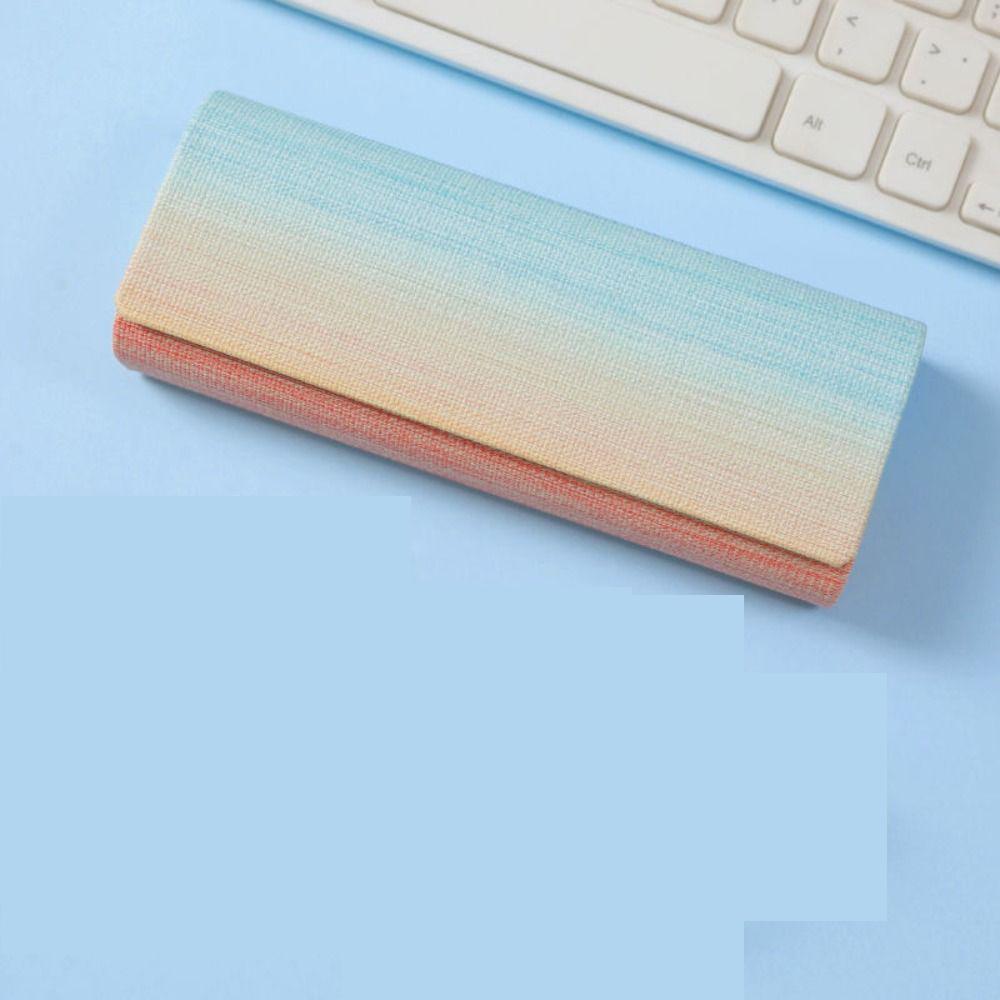 Portable Simple Glasses Box Rainbow Spectacle Case PU Leather Sunglasses Storage Box