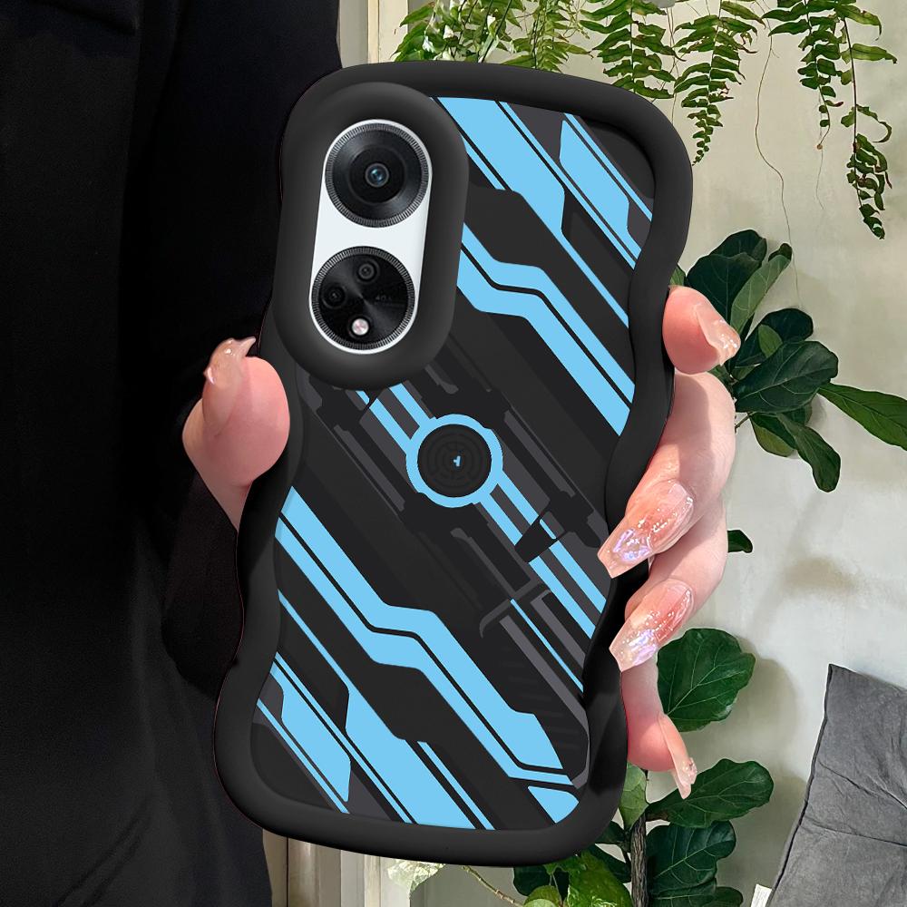 

Окрашенный узор Big Wave Edge Мягкий силиконовый материал Macaron чехол для телефона противоударный защитный резиновый чехол для OPPO Reno Realme Realme 6I чёрный