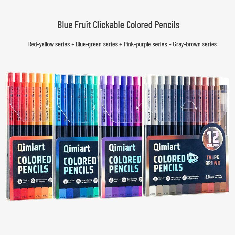Blue Fruit 12-Color Oil-Based Mechanical Colored Pencils for Students and Professionals