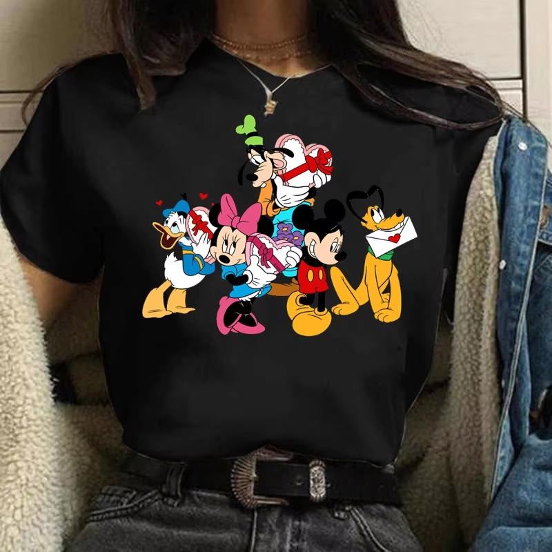 2025 New Popular Kawaii Disney T-shirt Cartoon Women Disney T-shirt Fun Top Fashion Women's T-shirt