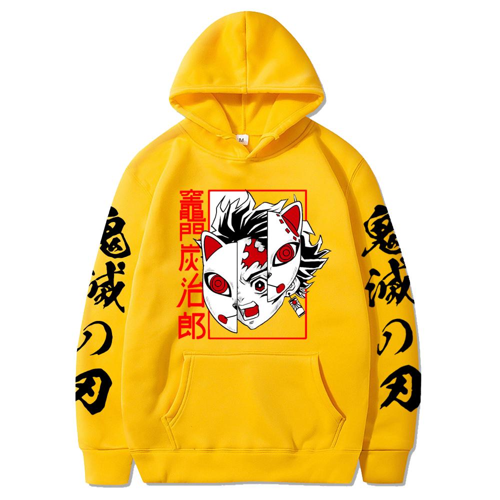 Fashion Sweatshirts Long Sleeves Loose Streetwear Hoodie Tops Anime Demon Slayer Hoodie Men's Print Pullovers Printed Harajuku