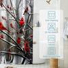 Forest Tree Shower Curtains Cute Cardinal Birds On Branch Theme Cloth Fabric Bathroom Decor Sets With Hooks Waterproof Washable