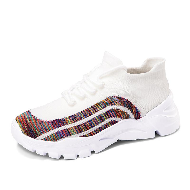 2025 new fly-woven socks super breathable lace-up large size women's shoes one pedal 36-45 sports and leisure shoes