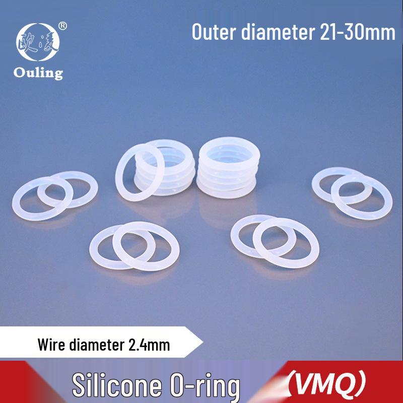 Temperature Resistant White Silicone O-ring, OD 21-30mm, Thickness 2.4mm OD 21*2.4mm (5 pcs) White Silicone O-ring