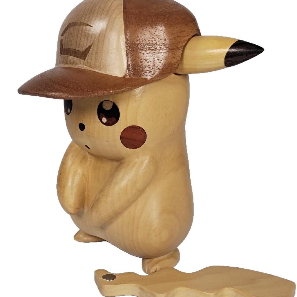 Boxwood Hand-carved Pikachu & Gengar Sandalwood Desk Ornament Gift