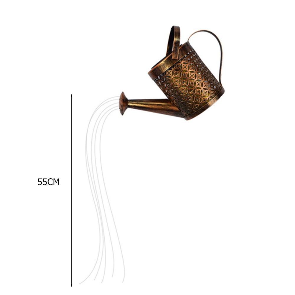 Solar-Sterne für den Außenbereich, Gartenkunst, Licht, Gartengießkanne, String, ausgehöhlte Eisendusche, LED-Leuchten, Lampe, Hausgarten-Dekoration