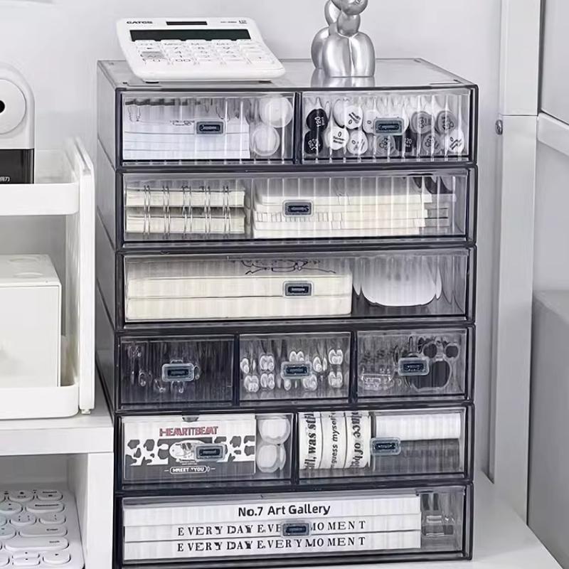 Desktop Storage Box Organizer Drawer-type Transparent Dormitory Study Table Stationery Storage Box Acrylic Desk Pen Book Rack