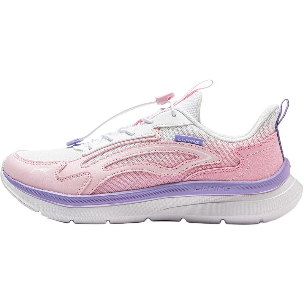 Li Ning Running Series Comfortable Versatile Shock Absorption Rebound Low-Top Kids Running Shoes Kids Running Shoes Light-Pink Purple YKFV204-2