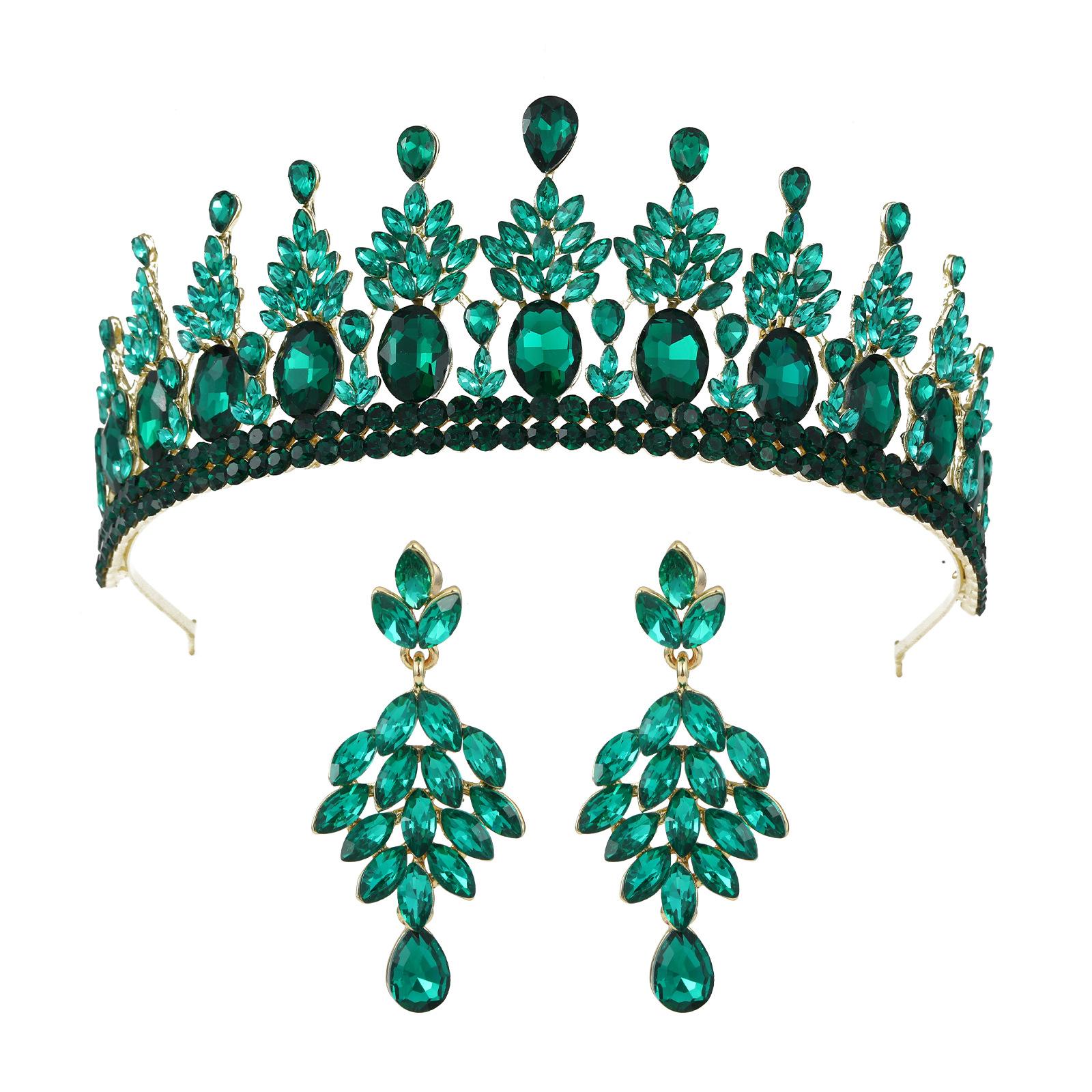 

Baroque European and American Beauty Pageant Bridal Crown Tiara Alloy Electroplated Crystal Wedding Headband Hair Accessories