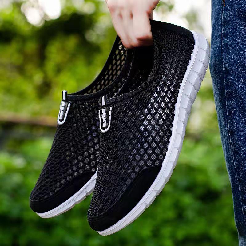 Herren Sommer Hollow Sandalen Atmungsaktive Mesh-Stoffschuhe Lässige Sportliche Slipper