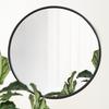 Wooden wall mirror, black, round, 50 cm