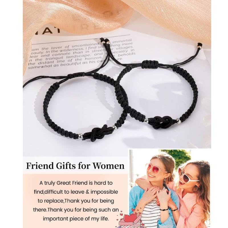 Elegant Matching Couple Bracelet With Adjustable Knot Braided Cord Handchain Jewelry Perfect For Anniversaries