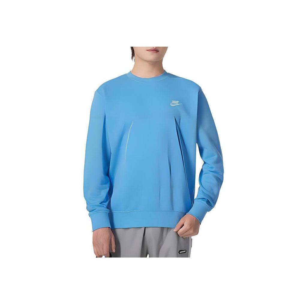 Nike SS24 Minimalistická volná mikina s kulatým výstřihem Pletená mikina Pánské mikiny Modrá BV2667-412