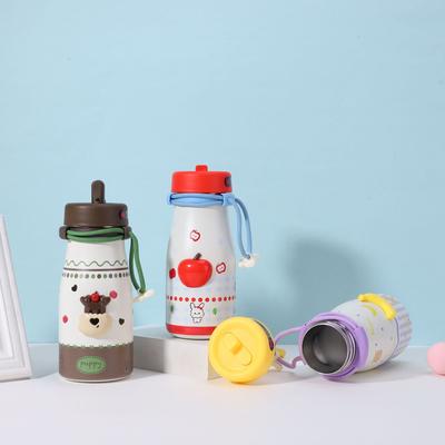 111 Stainless Steel Children's Thermos Cup High Value Female Cartoon Portable Student Accompanying Cup Leak-proof Water Cup