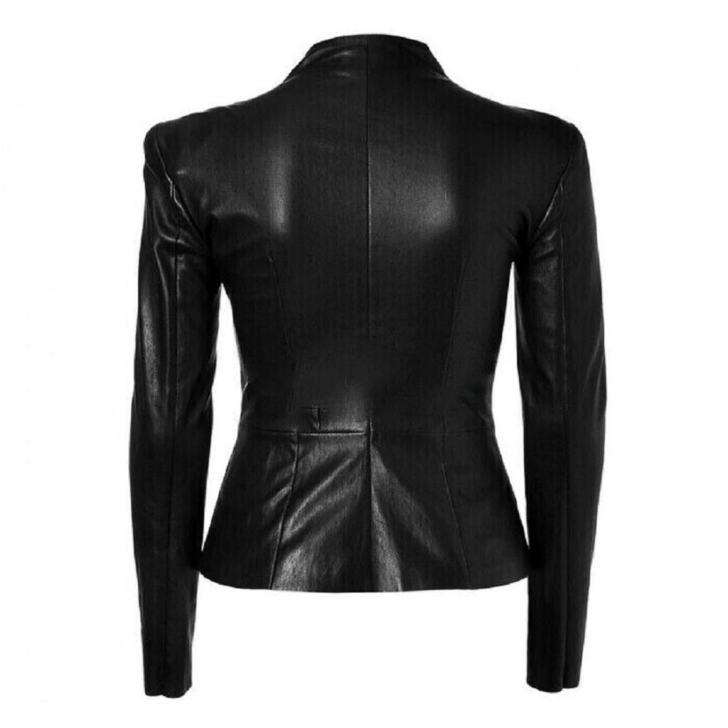 NOORA Women's Real Leather Black Jacket