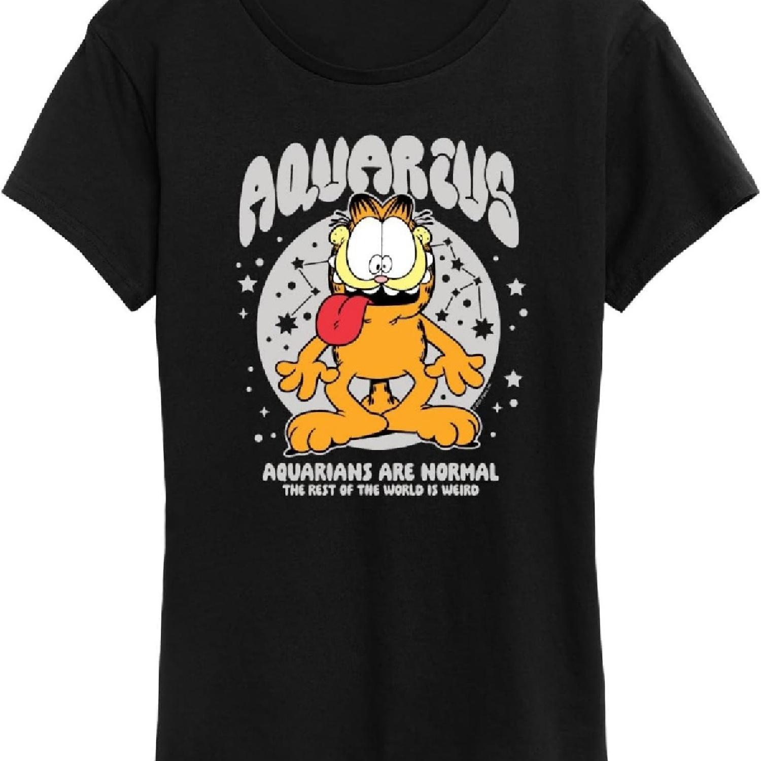 

Garfield - Aquarius Garfield Astrology - Womens Short Sleeve Graphic T-Shirt XXXXXL чорний