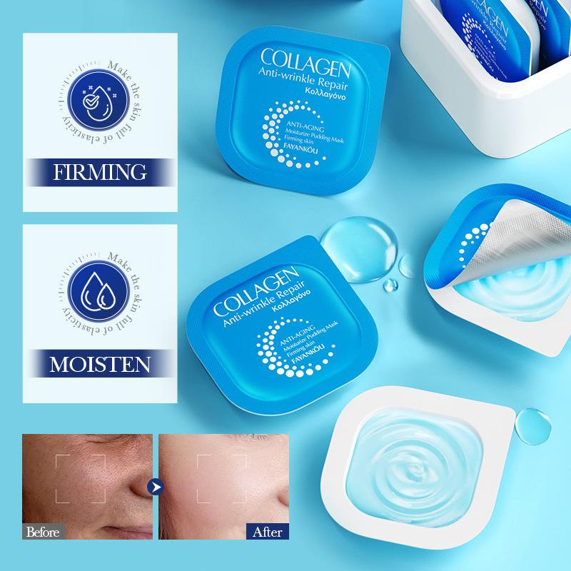 Collagen Small Pudding Mask Anti-Wrinkle Repair Moisturizing Hydration Applicator Mask Small Pack Portable Travel Pack Facial Masks
