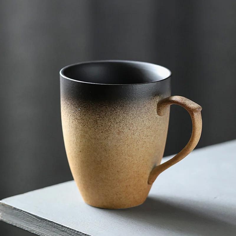 

320ml Ceramic Mug Coffee Cup Milk Tea Coffee Mug Vintage Gradient Matt Porcelain Mugs Home Office Coffee Tea Cup Drinkware Gift 320ml коричневий
