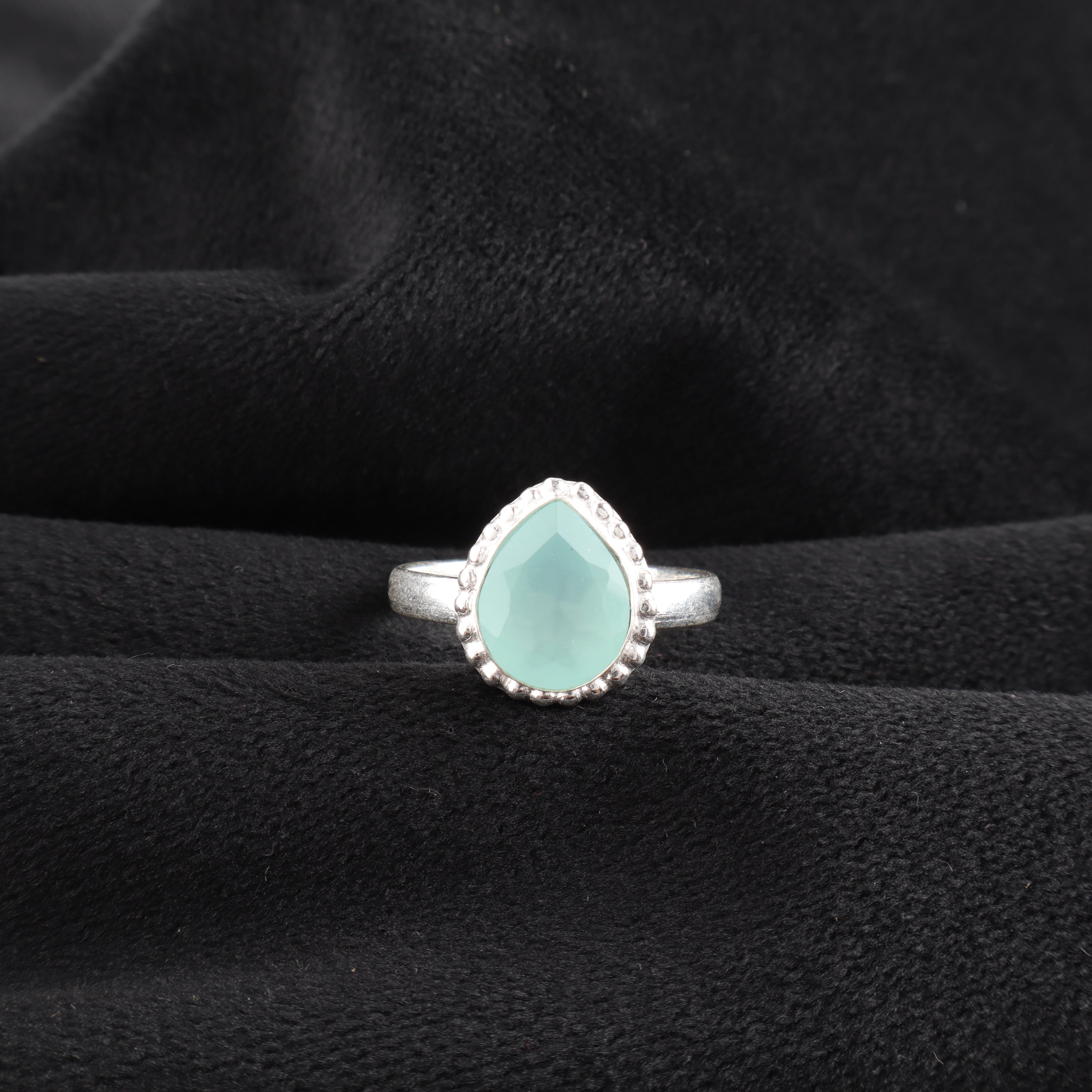 

Aqua Chalcedony Gemstone 925 Sterling Silver Jewelry Designer Ring Gift For Wife RR-77-21 4