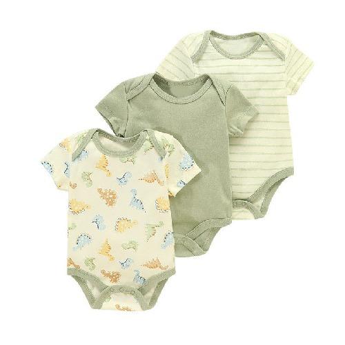 New Three-piece Baby Clothes Fart Clothes Short-sleeved Summer Printed Children's Clothing Baby One-piece Suit