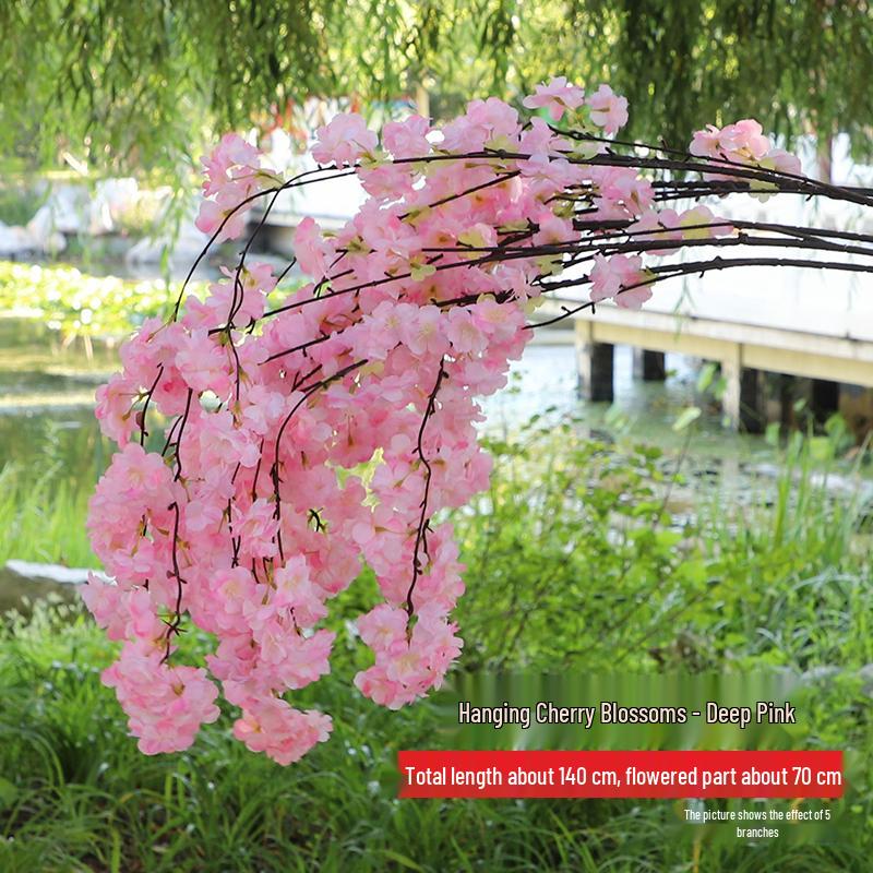 Artificial Cherry and Peach Blossom Branches for Indoor/Outdoor Decoration, Wedding Decor, Pear Flowers, Faux Silk Ceiling Rattan