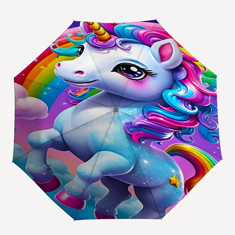 

1pc Unicorn RainbowOpen/Close Umbrella-Windproof, Compact Travel Umbrella, Sturdy 8-Rib Shaft, Outdoor Accessory, 1122