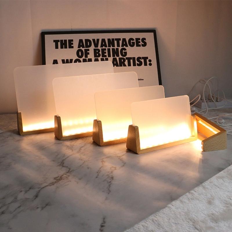 U-shaped Frame Light Base Wooden LED Display Base Pedestal Wood Night LED Light Lamp Base for Acrylic Crystal Glass