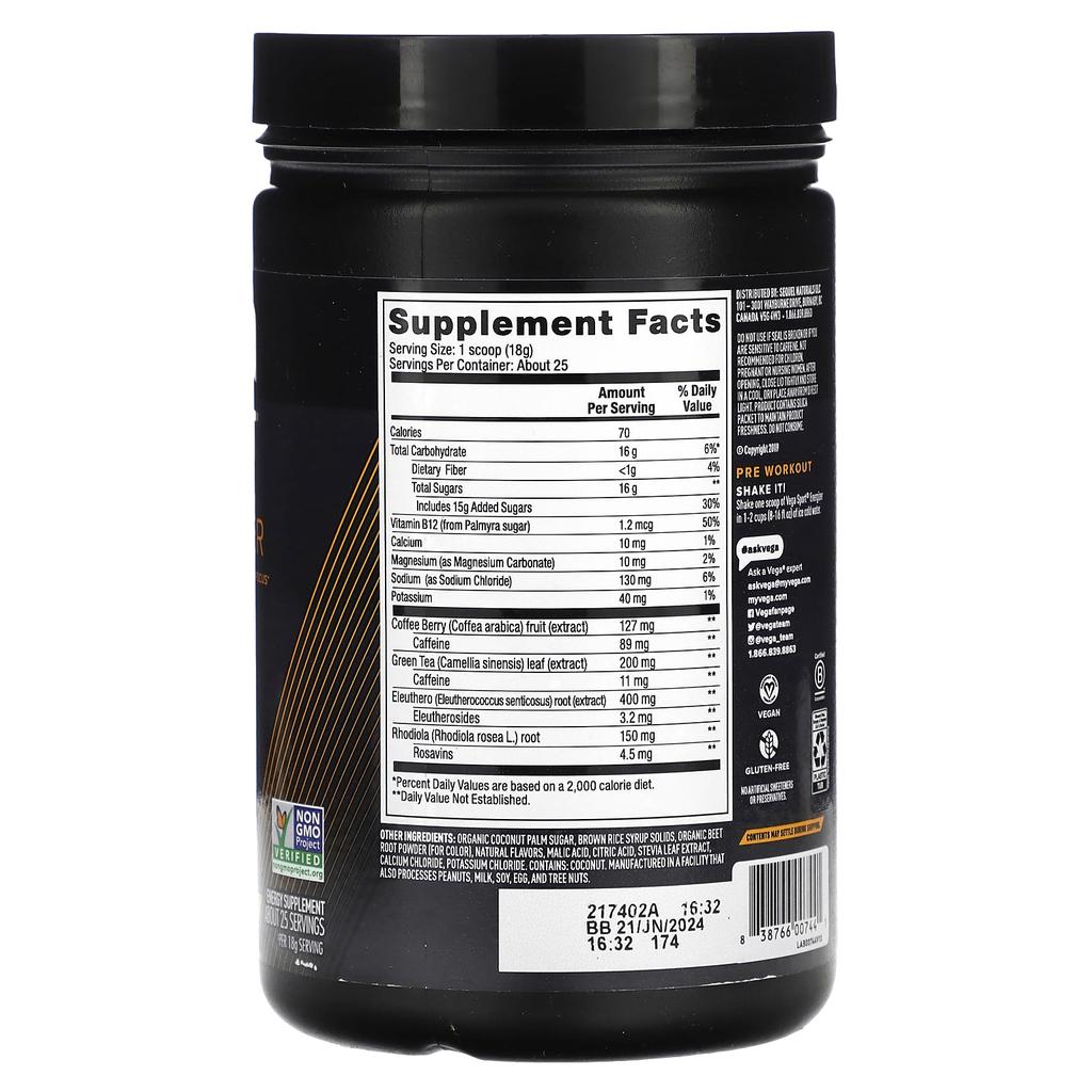 Vega, Sport, plant-based premium energizer, acai berry, 460g (16.2oz)