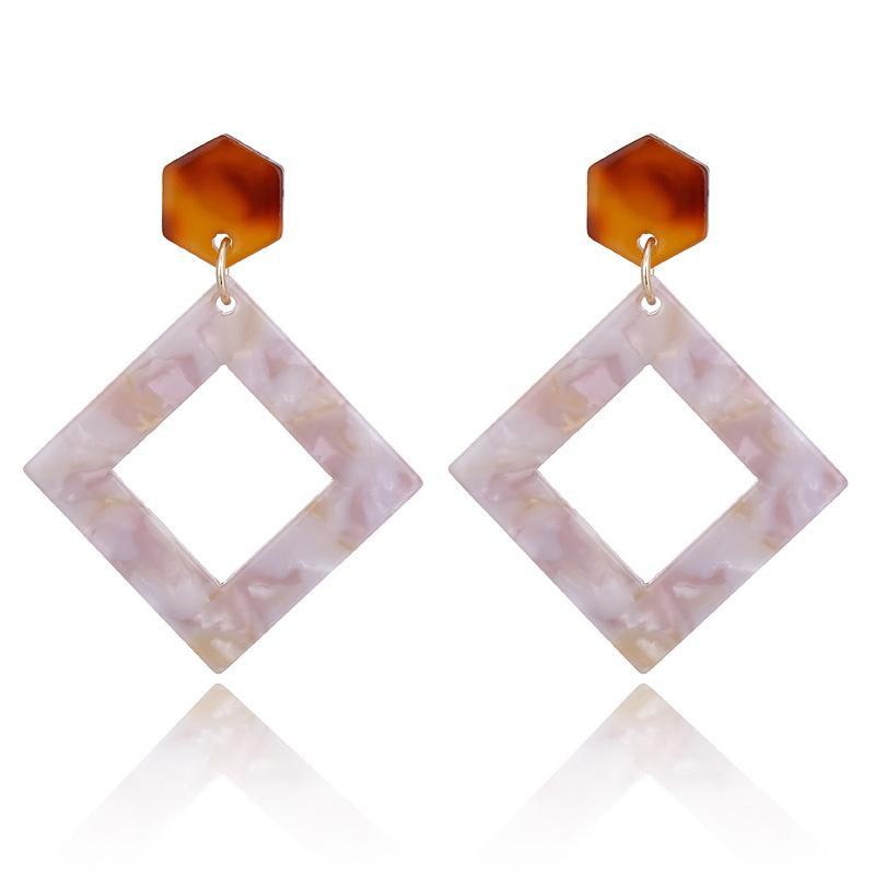 Korean Fashion Retro Long Earrings Acrylic Geometric Earrings