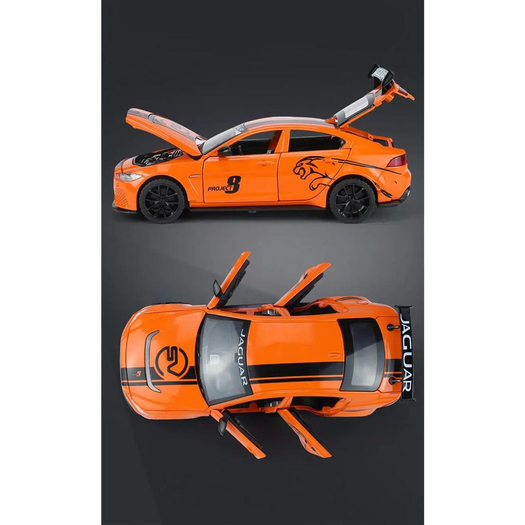 1/24 Jaguar XE SV Project8 Alloy Sports Car Model Diecast Metal Racing Car Model Simulation Sound Light Collection Kids Toy Gift