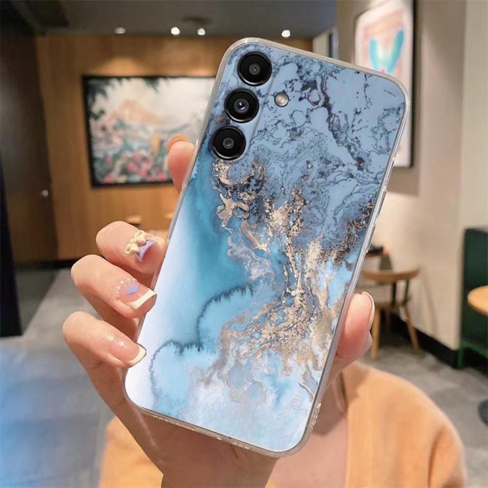 Phone Case For Samsung Galaxy A55 A54 A14 A34 A24 A25 A35 A10 A22 A32 A21S White Leopard Marble Artistic Transparent Clear Cover