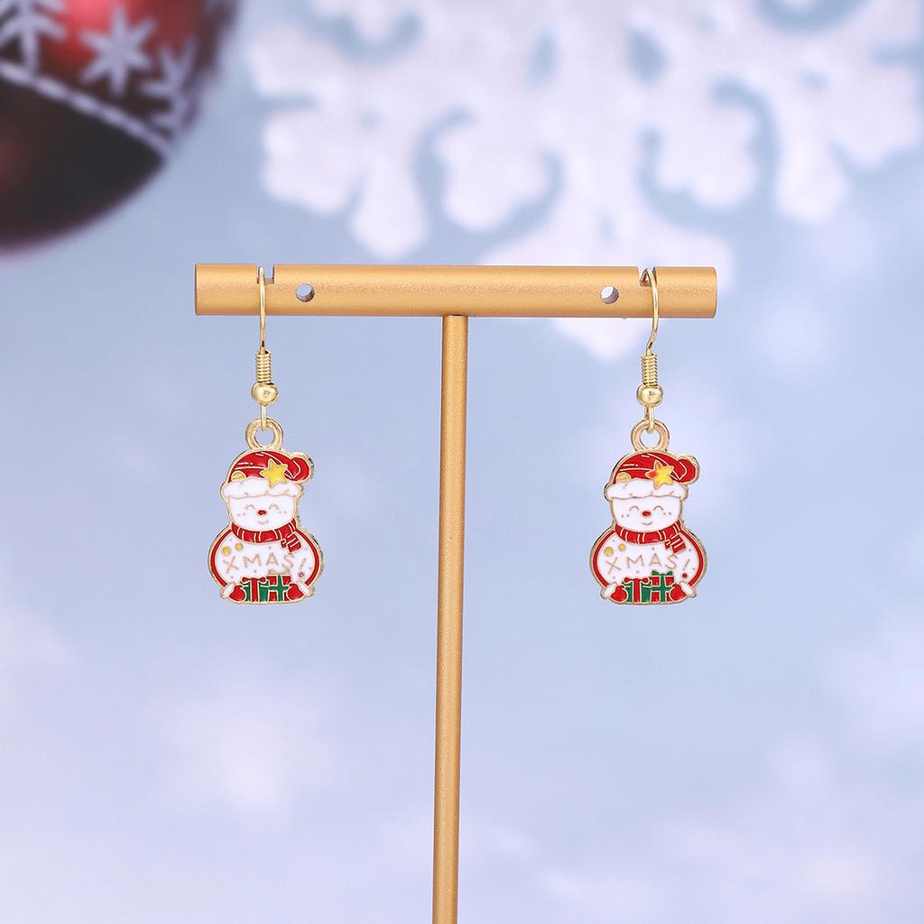 Cartoon Drip Santa Earrings, Personalized Christmas Column Elk Gingerbread Man Earrings