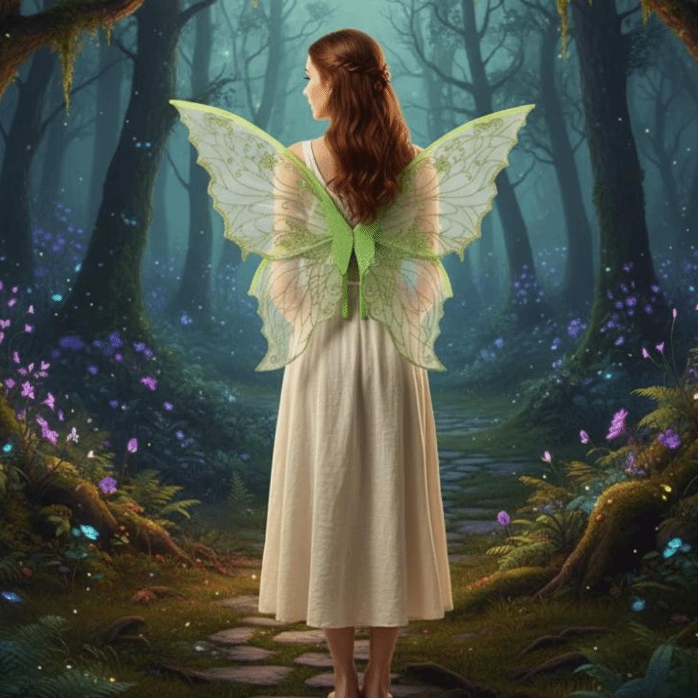 Sparkling Organza Butterfly Fairy Wings Gradient Sheer Costume Wing Set Cosplay Party